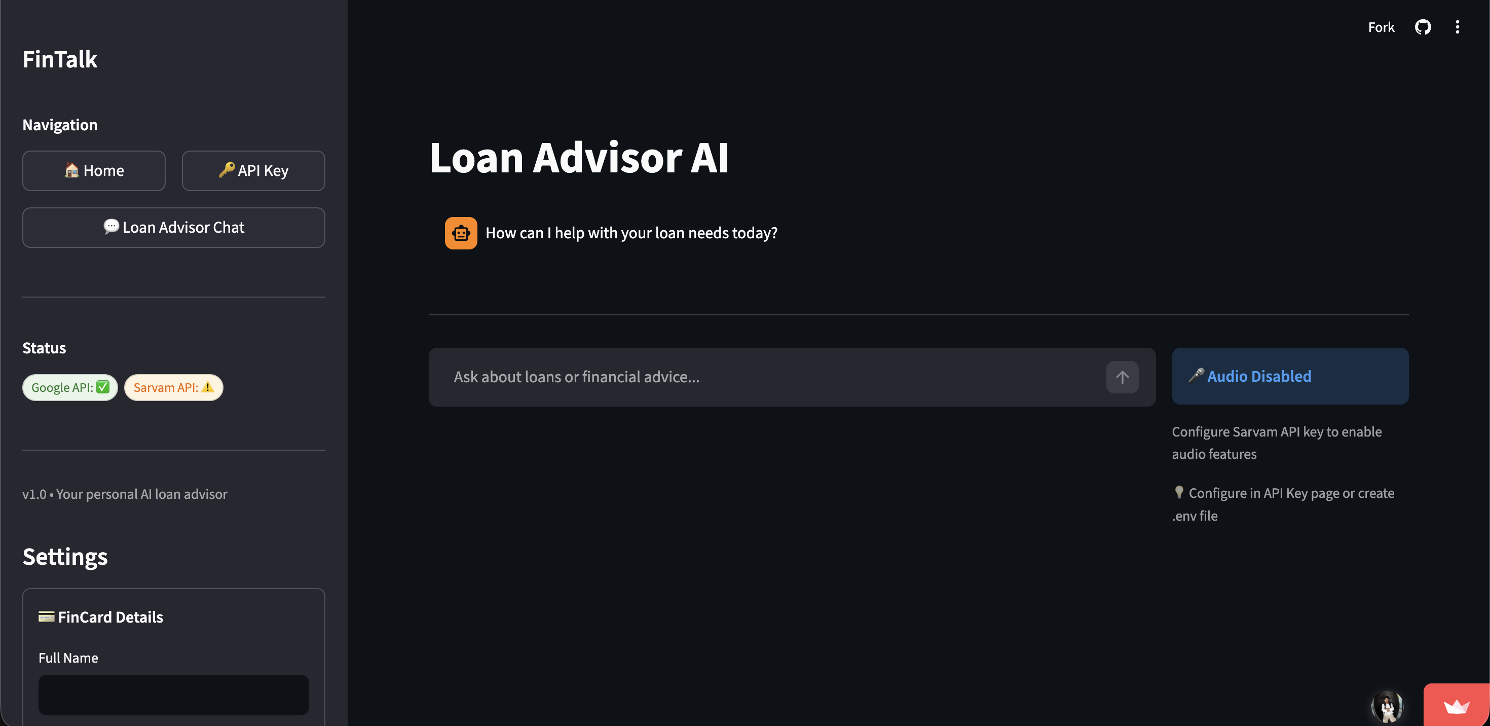 FinTalk - Multilingual Conversational Loan Advisor